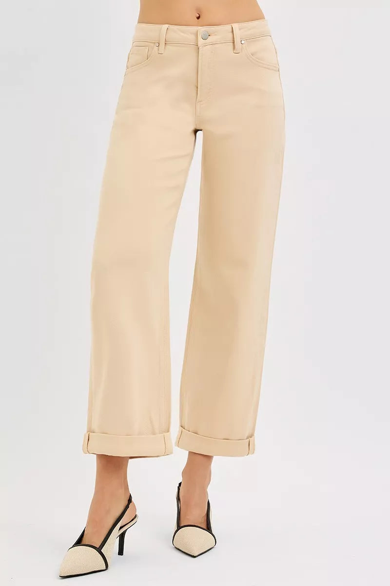 Tummy Control Mid Rise Ankle Barrel Jeans
