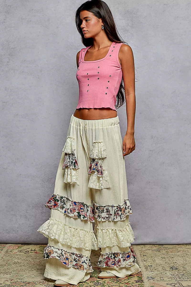 Double Gauze Wide Leg Pants