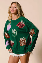 Sequin Christmas Gift Box Sweater