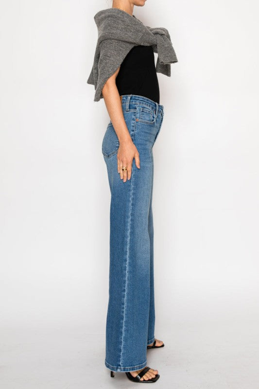 High Rise Tummy Control Relaxed Palazzo Jeans