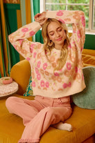 Towel Texture Floral Pattern Sweater