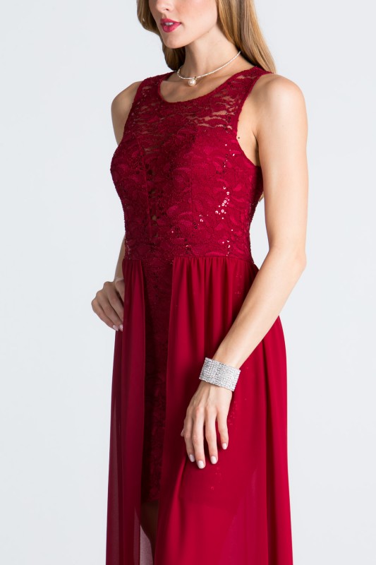 High Low Overlay Lace Dress