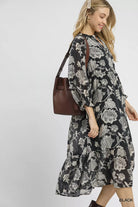Floral Print Boho Midi Dress
