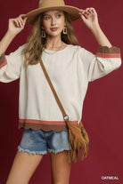 Scalloped Hem Color Block Top