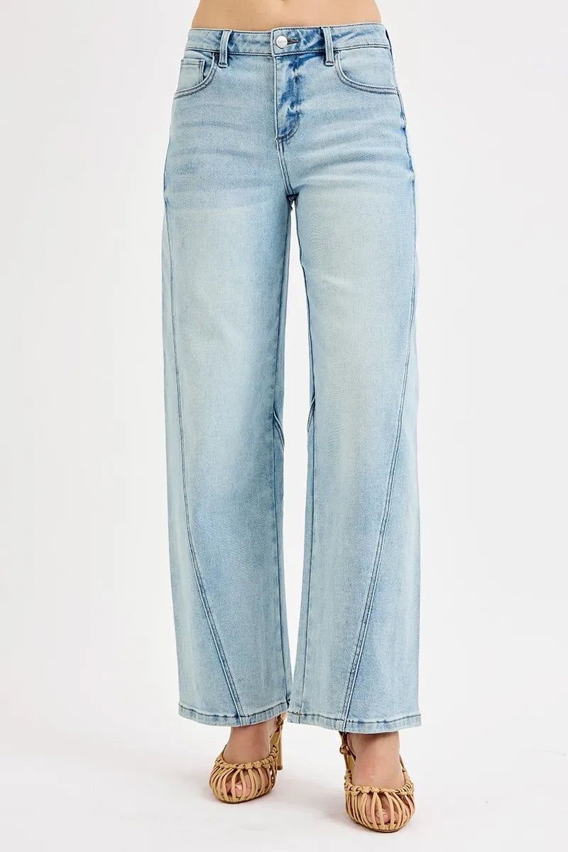 Mid Rise Fit Barrel Jeans
