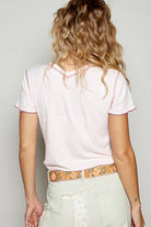 Ribbed T-Shirt with Contrast Overlock Stitching