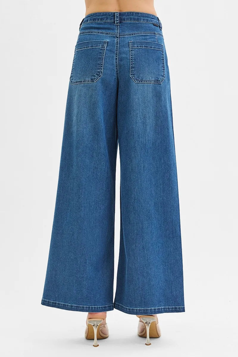 Mid Rise Wide Leg Jeans