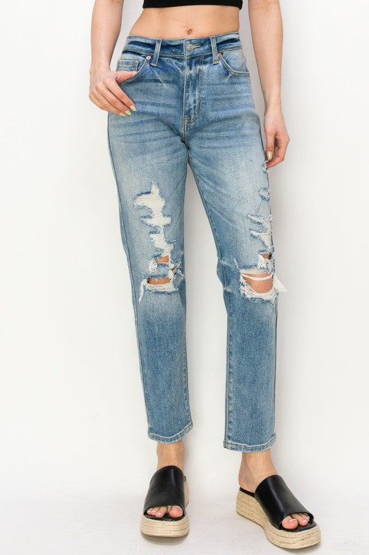 High Rise Stretch Mom Jeans