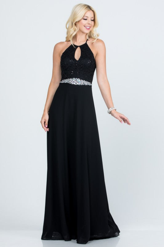 Halter Neck Full-Length A-Line Dress