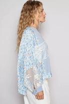 Cropped Gauze Floral Pattern Top