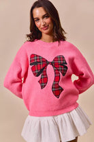 Plaid Ribbon Christmas Sweater