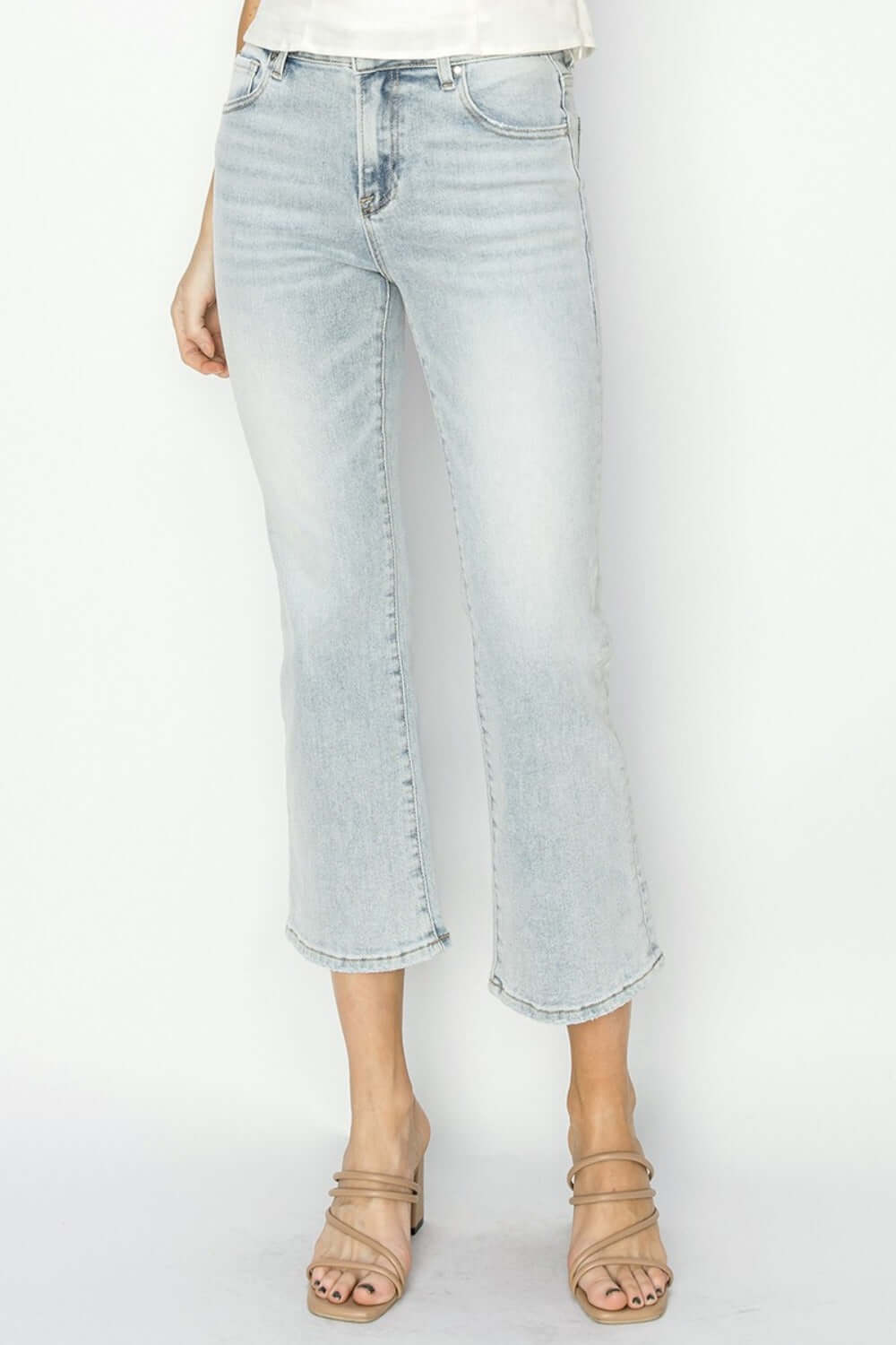 Mid Rise Cropped Flare Jeans