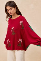 BiBi Christmas Theme Tree Embroidered Sweater