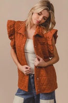 Quilted Knit Ruffle Sleeve Vest