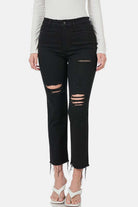 Distressed Raw Hem Cropped Jeans