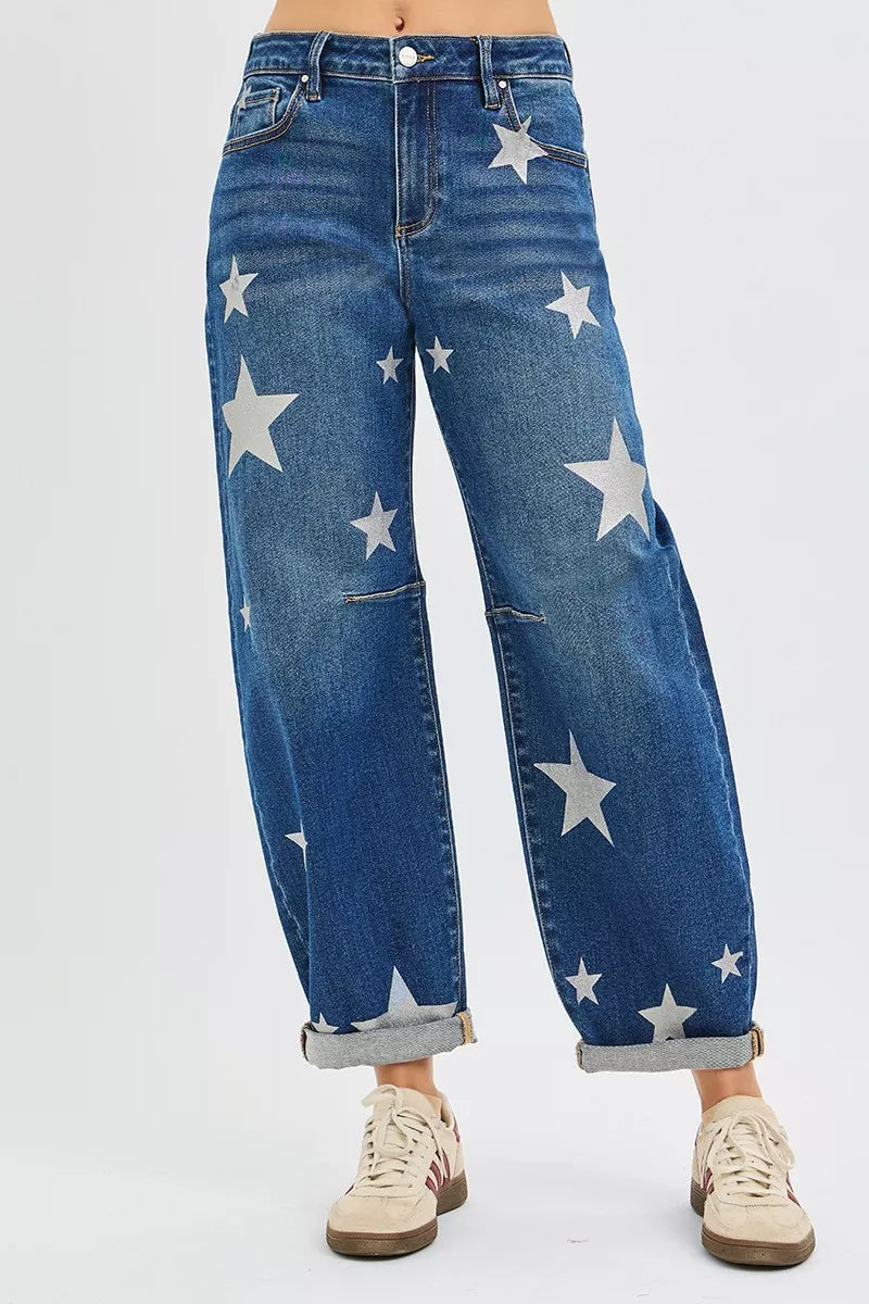 Mid Rise Ankle Length Relaxed Barrel Jeans