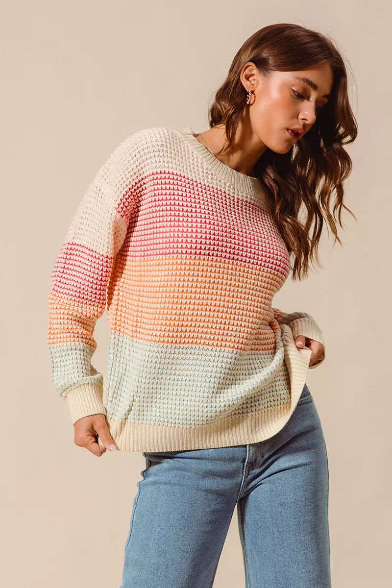 Color Block Long Sleeve Sweater