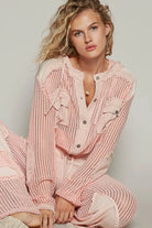 Textured Woven Button Down Hooded Shirt