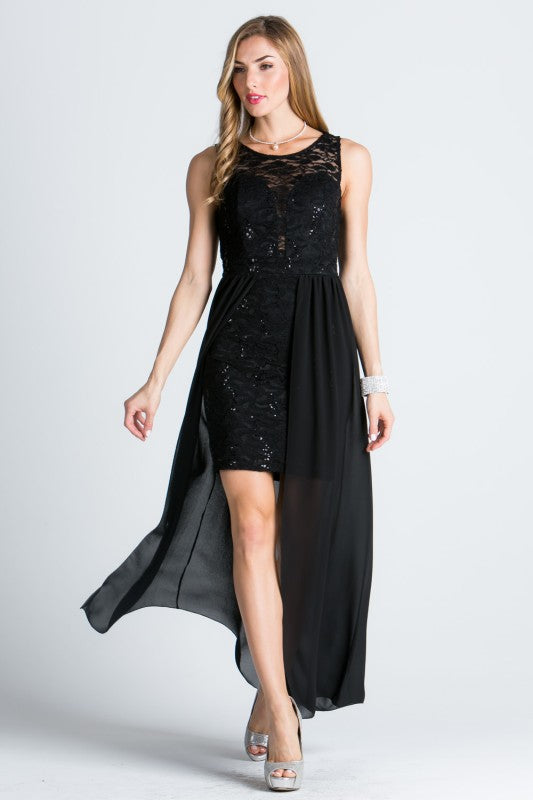 High Low Overlay Lace Dress