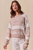 Variegated Stripe Textured Loose Fit Sweater