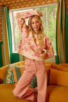 Towel Texture Floral Pattern Sweater