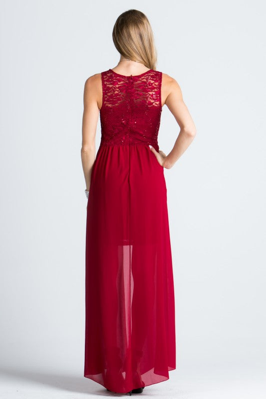 High Low Overlay Lace Dress