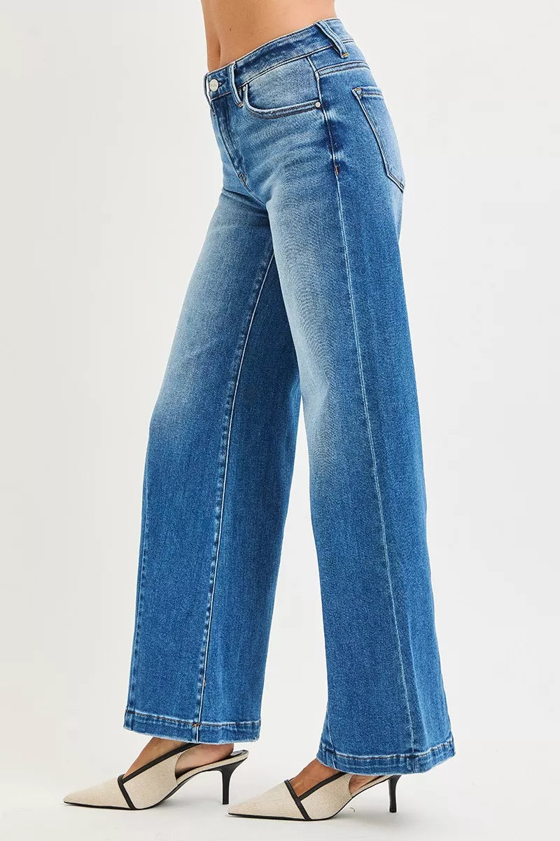 Mid Rise Wide Leg Jeans