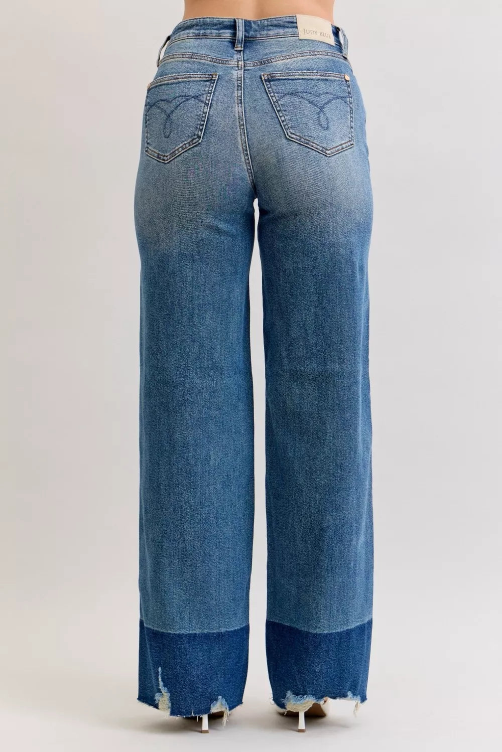 Raw Hem High Waist Column Straight Jeans