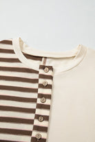 Striped Patchwork Henley Top