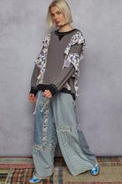 Sweater with Floral Ruffle Detail