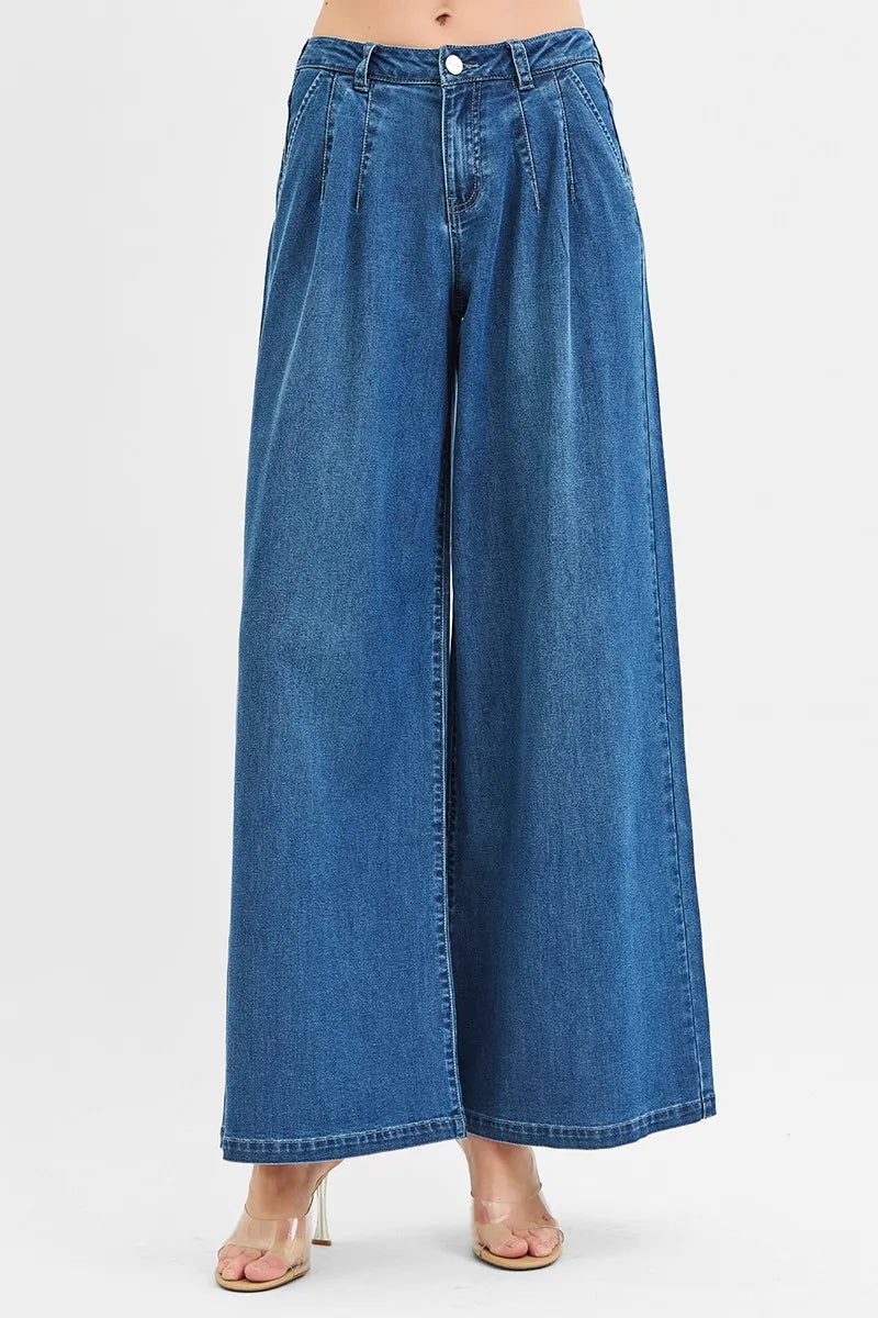 Mid Rise Wide Leg Jeans
