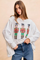 BiBi Christmas Sequin Nutcrackers Embroidery Sweatshirt