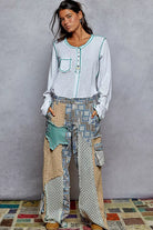 Long Sleeve Top with Contrast Stitching