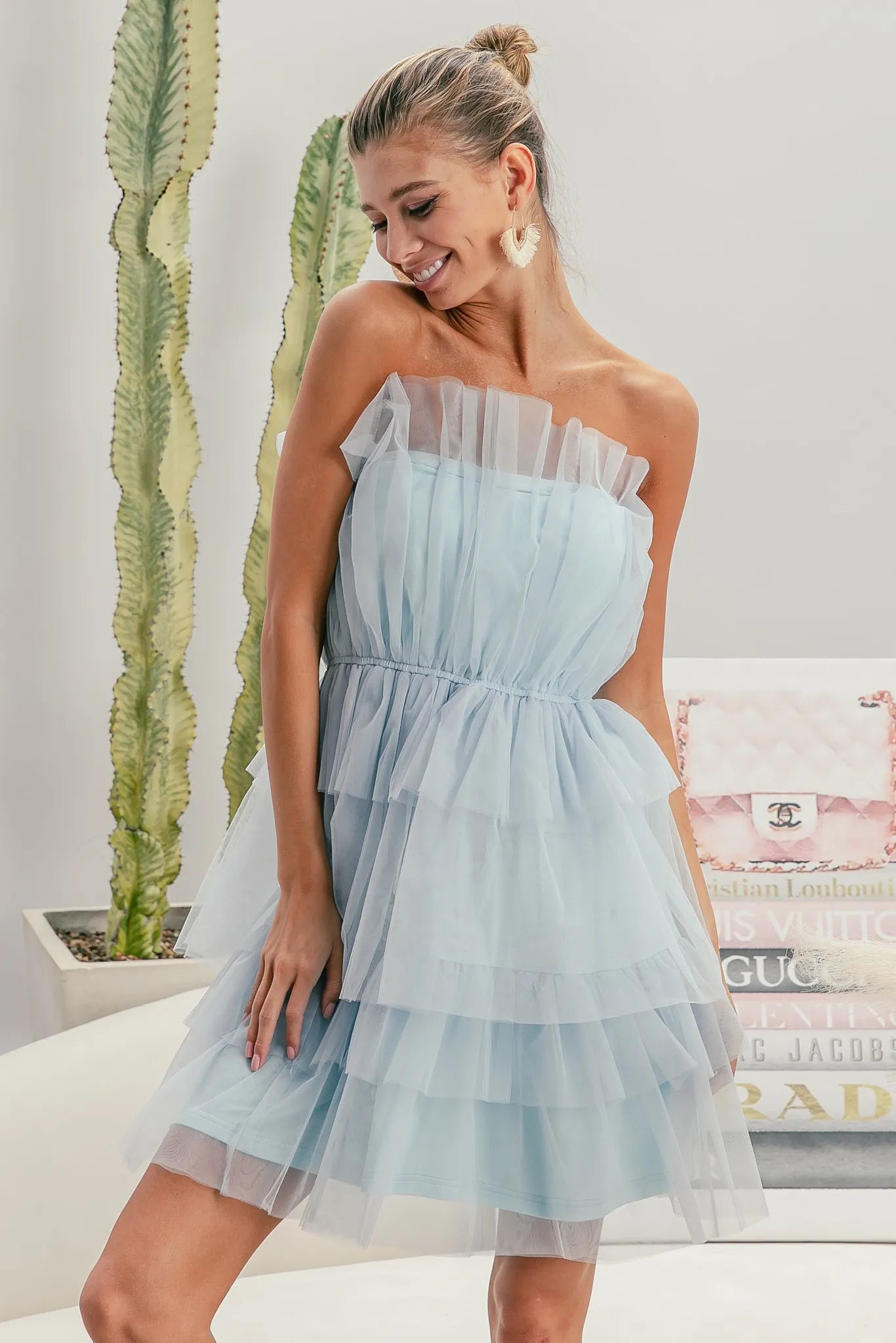 Sleeveless Layered Organza Dress