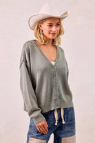 Washed Sweater V-Neck Cardigan