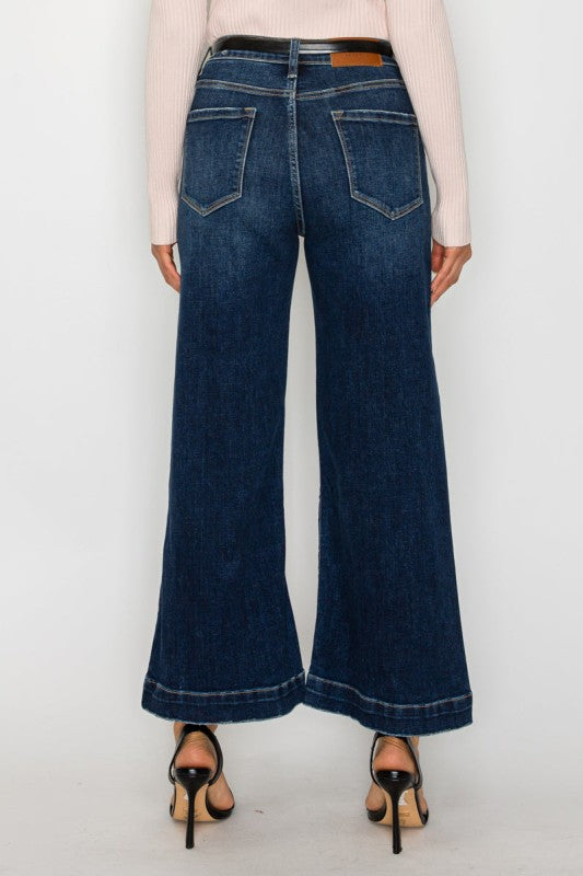 High Rise Cropped Palazzo Jeans
