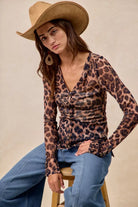 Leopard Printed Mesh Button Up Shirt