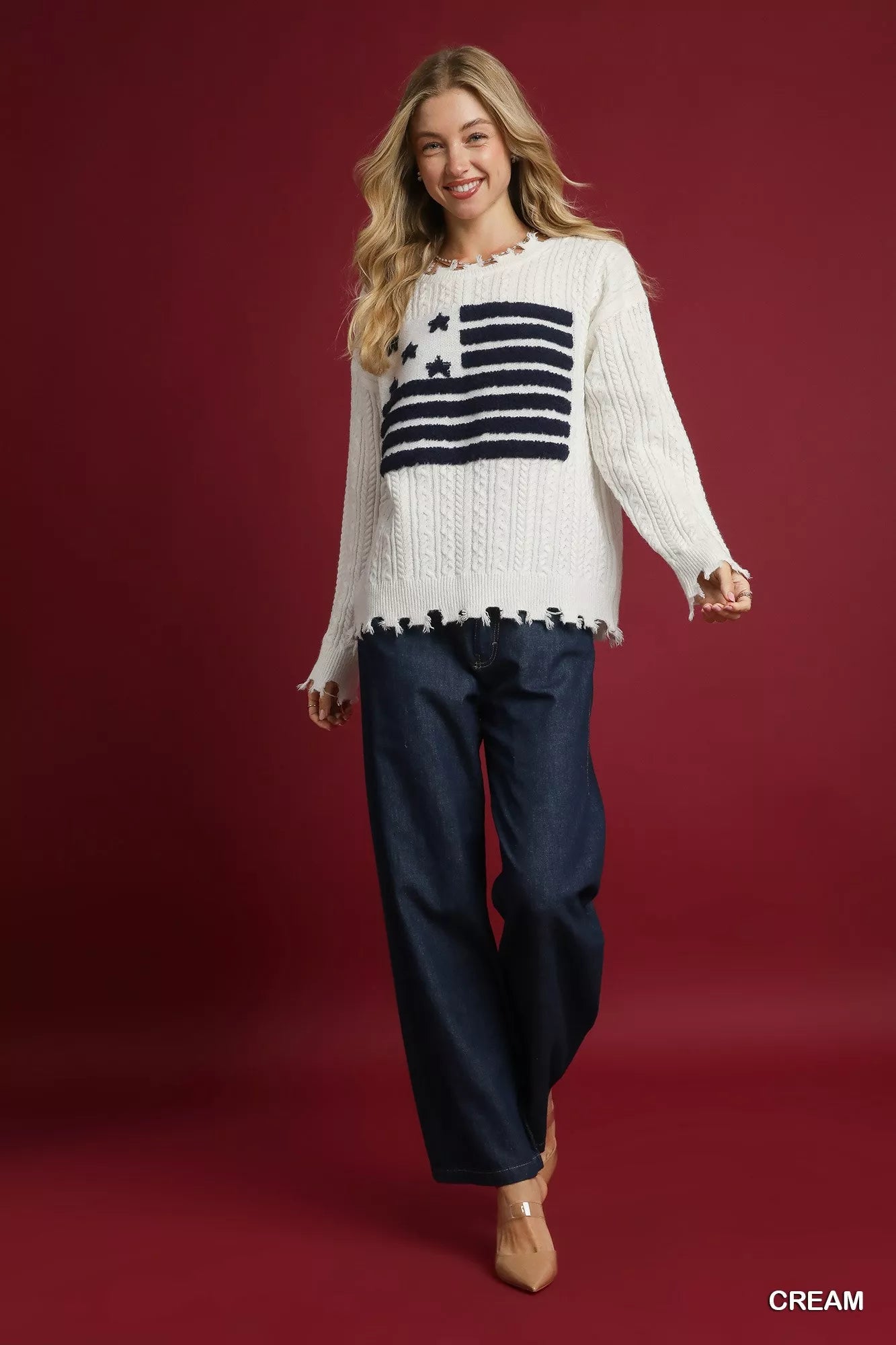 Distressed American Flag Sweater