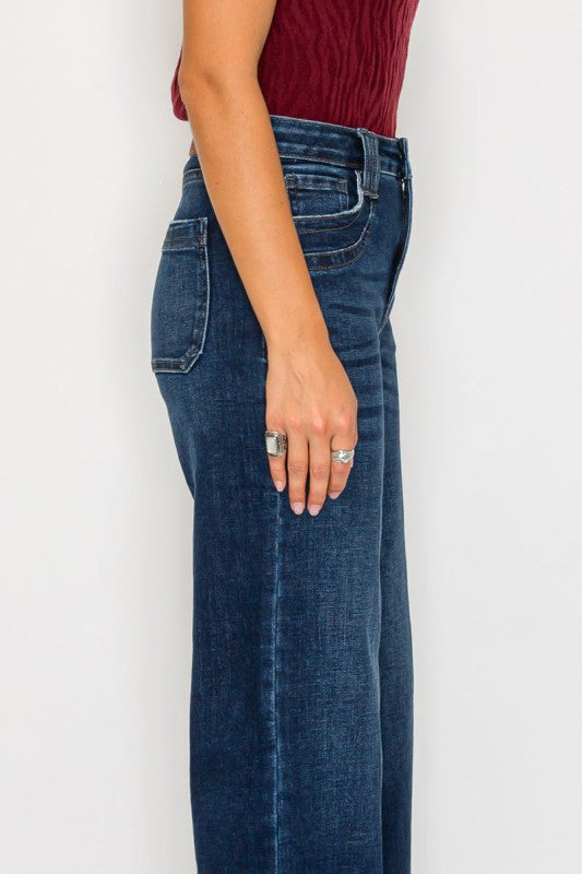 High Rise Tummy Control A-Wide Leg Fit Jeans