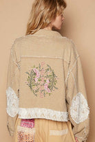 Crochet Patch Embroidered Button Up Jacket