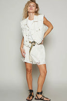 Asymmetrical Floral Denim Vest