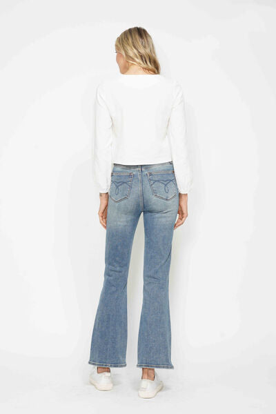 Tummy Control Back Embroidered Bootcut Jeans