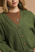 Chunky Cable Knit Button-Up Cardigan