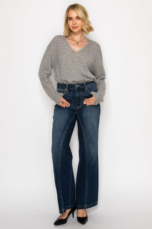 HYBRID STRETCH RIPPED RELAXED FLARE JEANS