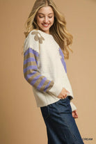 Flower Jacquard Striped Sweater