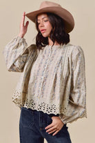 Floral Print Lace Button Down Shirt