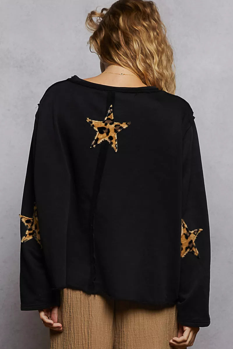French Terry Sweatshirt with USA Letter Animal Patch