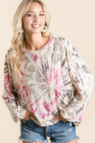 Tie Dye Print Terry Pull Over