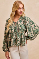 Printed Woven Front Tied Blouse