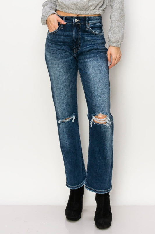 High Rise Stretch Straight Jeans